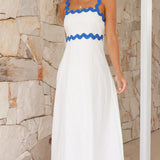 Daleyza Maxi Elbise - Beyaz/Mavi