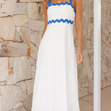 Daleyza Maxi Elbise - Beyaz/Mavi