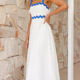 Daleyza Maxi Elbise - Beyaz/Mavi