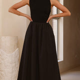 Aria Sleeveless Midi Dress - Black