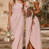 Clara Tek Omuzlu Maxi Elbise - Tozlu Pembe