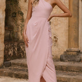 Clara Tek Omuzlu Maxi Elbise - Tozlu Pembe