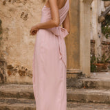 Clara Tek Omuzlu Maxi Elbise - Tozlu Pembe