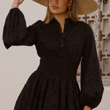 Brittney Long Sleeve Mini Dress - Black