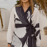 Cassidy Long Sleeve Mini Dress - White/Navy