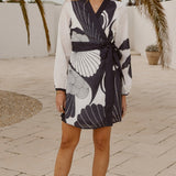 Cassidy Long Sleeve Mini Dress - White/Navy