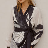 Cassidy Long Sleeve Mini Dress - White/Navy