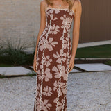 Carlia Midi Dress - Brown Daylillies
