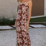 Carlia Midi Dress - Brown Daylillies