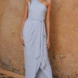 Clara Tek Omuzlu Maxi Elbise - Mavi