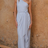 Clara Tek Omuzlu Maxi Elbise - Mavi