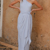 Clara Tek Omuzlu Maxi Elbise - Mavi