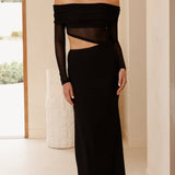 Blaire Omuzsuz Maxi Elbise - Siyah