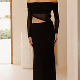 Blaire Omuzsuz Maxi Elbise - Siyah