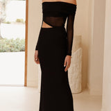 Blaire Omuzsuz Maxi Elbise - Siyah