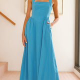 Caden Maxi Elbise - Kobalt Mavisi