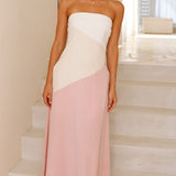 Brionie Maxi Elbise - Pembe/Beyaz