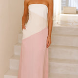 Brionie Maxi Elbise - Pembe/Beyaz