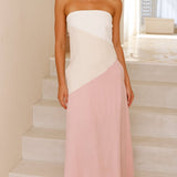 Brionie Maxi Elbise - Pembe/Beyaz