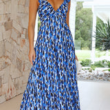 Baka Maxi Elbise - Mavi Baskı