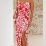 Debbie Midi Dress - Pink/Red Floral