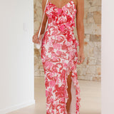 Debbie Midi Dress - Pink/Red Floral