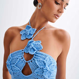 Beverly Floral Aplike Tığ İşi Uzun Elbise