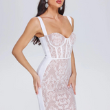 Charmy - Dantelli Beyaz Midi Elbise