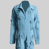 Uzun Kollu Çiçekli Tulum