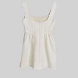 Fitted Bodice ile Dokulu Kolsuz Mini Elbise