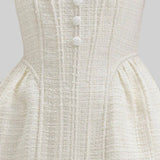 Fitted Bodice ile Dokulu Kolsuz Mini Elbise