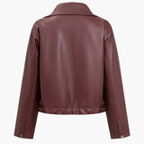 Luxe Burgundy Faux Leather Ceket