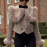 Kürk Yakalı Kısa Ceket