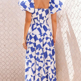 Bronty Maxi Elbise - Mavi