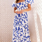 Bronty Maxi Elbise - Mavi