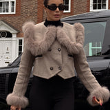 Kürk Yakalı Kısa Ceket