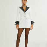 Aurora Siyah-Beyaz Blazer Elbise