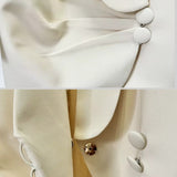 Karmaşık Omuz İşlemeli Drapeli Blazer