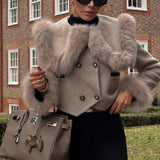 Kürk Yakalı Kısa Ceket