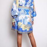 Annika Long Sleeve Mini Dress - Blue Doll