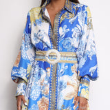 Annika Long Sleeve Mini Dress - Blue Doll