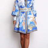 Annika Long Sleeve Mini Dress - Blue Doll