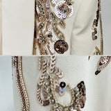 Karmaşık Omuz İşlemeli Drapeli Blazer