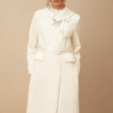 Eternal Grace Beyaz Kuşaklı Uzun Kaban