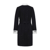 Çıkarılabilir Yaka Detaylı Tweed Bel Vurgulu Yünlü Elbise