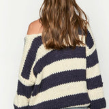 Omuzları Açık Çizgili Kazak