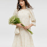 Çantalı Jakarlı A-Kesim Fırfırlı Kadın Midi Elbise