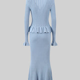 Fırfırlı Ceket & Kloş Etek Örgü Eşleştirme Seti