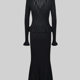 Siyah Fırfırlı Ceket & Volanlı Etek Triko Takım