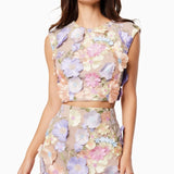 Çiçek İşlemeli Mini Etek Takım